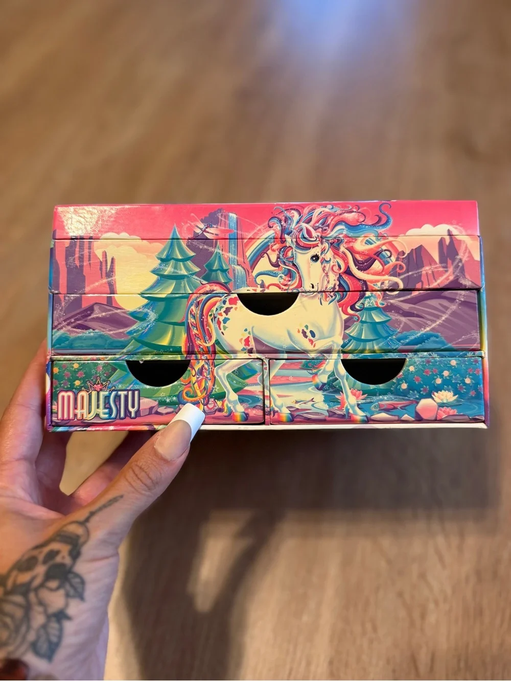 Lisa Frank Vintage Y2K Rainbow Unicorn Jewelry Organizing Cosmetic Box